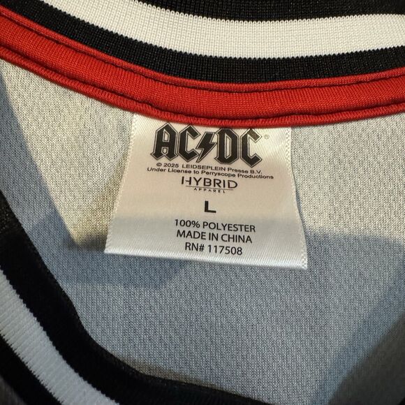 AC/DC High Voltage Checkerboard L Soccer Jersey Mens Graphic Tee Band Rock Shirt - Picture 2 of 6